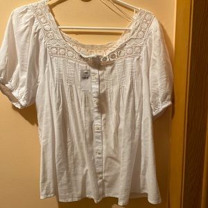 White puffer sleeve Old Navy top